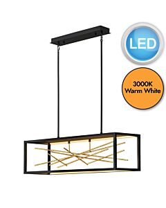 Quintiesse - Styx - QN-STYX-LED-ISLE-BG - LED Black Gilded Gold Bar Ceiling Pendant Light