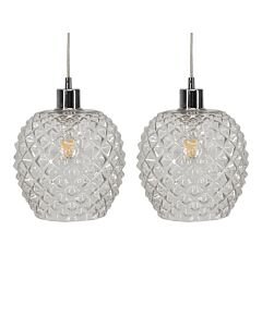 Set of 2 Baine - Clear Textured Glass Easy Fit Pendant Shades