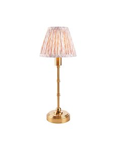 Endon Lighting - Burley Rechargeable & Leaf 16cm - 114802 - LED Aged Brass Peach Touch Table Lamp With Shade