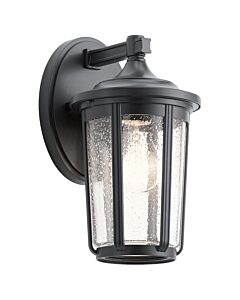 Quintiesse - Fairfield - QN-FAIRFIELD-M-BK - Black Clear Seeded Glass IP44 Outdoor Wall Light