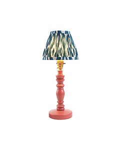 Endon Lighting - Bibury & Ikat 16cm - 115913 - Pink Aged Brass Blue Table Lamp With Shade