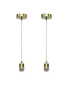 Set of 2 Carss - Satin Brass Ceiling Pendant Flex Suspension Kits for Easy Fit Shades