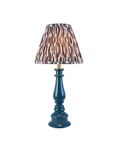 Endon Lighting - Myrtle & Ikat 25cm - 116351 - Blue Warm Brass Grey Table Lamp With Shade