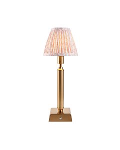 Endon Lighting - Trobridge Rechargeable & Leaf 16cm - 114861 - LED Aged Brass Peach Touch Table Lamp With Shade