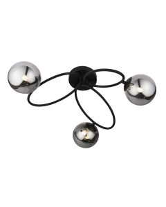 Endon Lighting - Ellipse - 95289 - Black Smoked Glass 3 Light Flush Ceiling Light