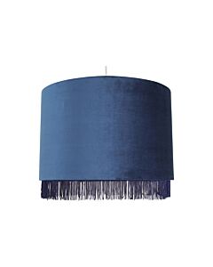 Fringed - Navy Blue 38cm Fringed Velvet Pendant Shade