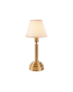 Endon Lighting - Upton Rechargeable & Ivy 16cm - 114889 - LED Aged Brass Vintage White Touch Table Lamp With Shade