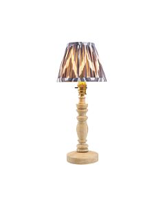 Endon Lighting - Bibury & Zigzag 16cm - 115919 - Ash Wood Aged Brass Grey Table Lamp With Shade