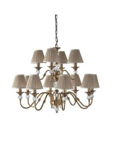 Interiors 1900 - Polina - 63585 - Antique Brass Beige 12 Light Chandelier