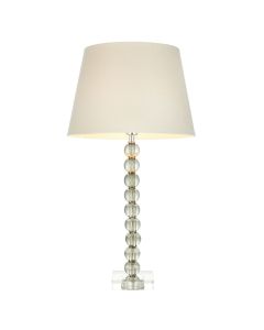 Endon Lighting - Adelie - 100348 - Green Tint Crystal Glass Nickel Ivory Table Lamp With Shade