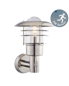 Endon Lighting - Dexter - 74702 - Stainless Steel Clear Glass IP44 Outdoor Sensor Wall Light