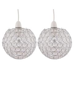 Set of 2 Clear Jewelled Globe Light Shades