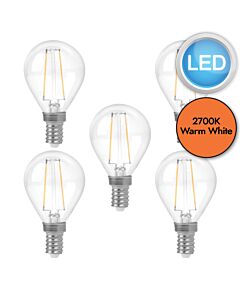 5 x 4.2W LED E14 Filament Golf Ball Dimmable Light Bulbs - Warm White