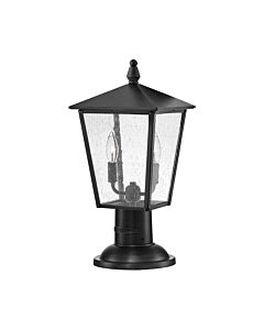 Hinkley Lighting - Huntersfield - HK-HUNTERSFIELD3-M-BK - Black Clear Seeded Glass 2 Light IP44 Outdoor Post Light