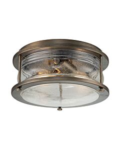 Kichler Lighting - Ashland Bay - KL-ASHLANDBAY-F-BU - Burnished Bronze Clear Seeded Glass IP44 Outdoor Ceiling Flush Light