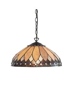 Interiors 1900 - Brooklyn - 63977 - Dark Bronze Tiffany Glass Ceiling Pendant Light