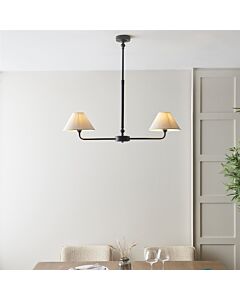 Endon Lighting - Lille - 117834 - Black Natural 2 Light Bar Ceiling Pendant Light