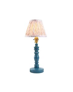 Endon Lighting - Bibury & Leaf 16cm - 115891 - Blue Aged Brass Peach Table Lamp With Shade