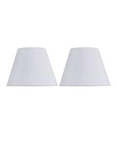 Set of 2 White Cotton 20cm Diameter Tapered Fabric Lamp Shades