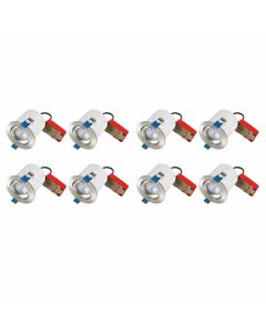 Set of 8 Fire Rated Downlights - Satin Chrome Tilt Fire Rated Recessed Downlights