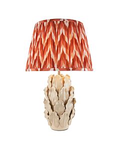 Endon Lighting - Layered Leaf & Zigzag 35cm - 116462 - Cream Crackle Aged Brass Orange Ceramic Table Lamp With Shade