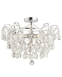 Endon Lighting - Alisona - 95989 - Chrome Clear Crystal Glass 4 Light IP44 Bathroom Ceiling Flush Light