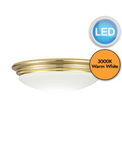 Elstead Lighting - Brompton - BATH-BROMPTON-F-PB - LED Brass Opal Glass IP44 Bathroom Ceiling Flush Light