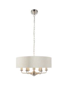 Endon Lighting - Highclere - 94357 - Brushed Chrome Natural 6 Light Ceiling Pendant Light