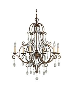 Feiss Lighting - Chateau - FE-CHATEAU6 - Bronze Clear Crystal Glass 6 Light Chandelier