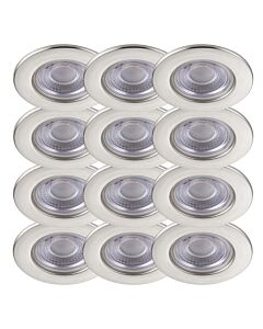 Set of 12 Satin Nickel Fire Rated 6W LED 4000K Recessed Downlights