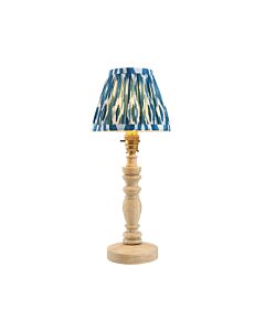 Endon Lighting - Bibury & Ikat 16cm - 115929 - Ash Wood Aged Brass Blue Table Lamp With Shade