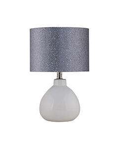 Tuscan - White Ceramic Lamp with Silver Grey Glitter Shade