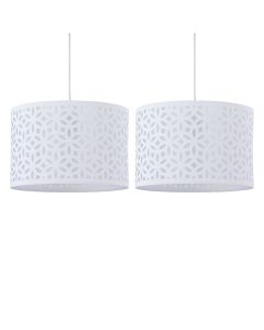 Set of 2 White Laser Cut 25cm Pendant Lightshades