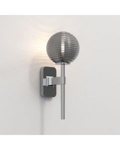 Astro Lighting - Tacoma Single 1429001 & 5036005 - IP44 Polished Chrome Wall Light with Smoked Ribbed Glass Shade