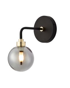 Matt Black and Smoked Glass Wall Light