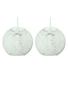 Set of 2 Abaca - White 8" Globe Ceiling Light Shades