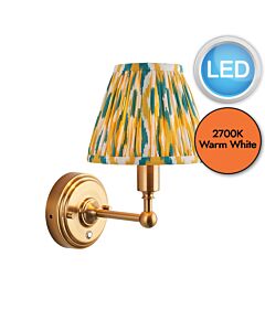 Endon Lighting - Burley Rechargeable & Ikat 16cm - 114828 - LED Aged Brass Yellow Jade Touch Wall Light