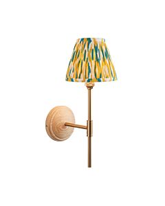 Endon Lighting - Wood T Bar & Ikat 16cm - 115834 - Ash Wood Yellow Jade Wall Light