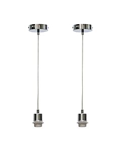 Set of 2 Carss - Polished Chrome Flex Ceiling Pendant Suspension Kits for Easy Fit Shades