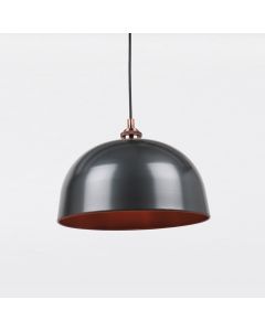 Industrial Nickel with Copper Detail Dome Pendant