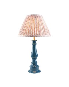 Endon Lighting - Myrtle & Leaf 30cm - 114936 - Blue Warm Brass Peach Table Lamp With Shade