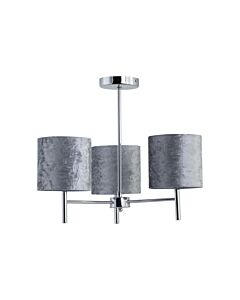 Brea - Chrome 3 Light Fitting with Grey Crushed Velvet Shades