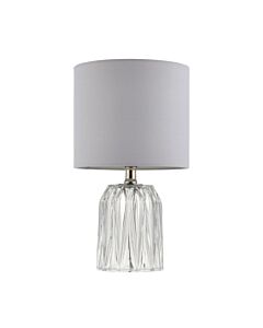 Glacier - 35cm Glass Table Light with White Linen Shade