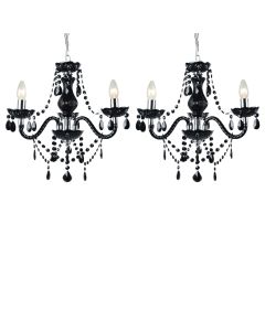 Set of 2 Black and Chrome Marie Therese Style 3 x 40W Chandelier