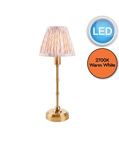 Endon Lighting - Burley Rechargeable & Leaf 16cm - 114802 - LED Aged Brass Peach Touch Table Lamp With Shade