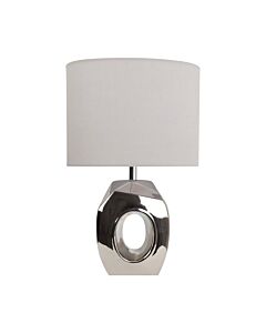 Sculptured - Metallic Ceramic 38cm Table Lamp with Grey Fabric Shade