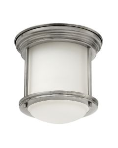 Quintiesse - QN-HADRIAN-MINI-F-AN-OPAL - Hadrian 1 Light Flush Mount - Opal Glass - Antique Nickel