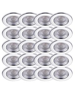 Set of 20 Chrome Fire Rated 6W LED 3000K Recessed Downlights