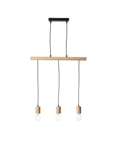 Endon Lighting - Sven - 101678 - Black Natural Wood 3 Light Bar Ceiling Pendant Light