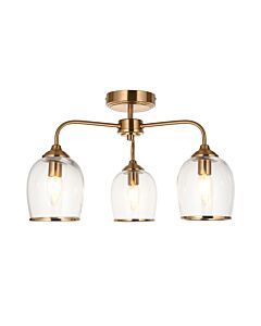 Endon Lighting - Ashcroft - 120616 - Aged Brass Clear Glass 3 Light Flush Ceiling Light